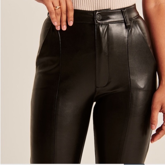 Abercrombie The Skinny Ultra High Rise Leather Split Hem Pant - Picture 3 of 8